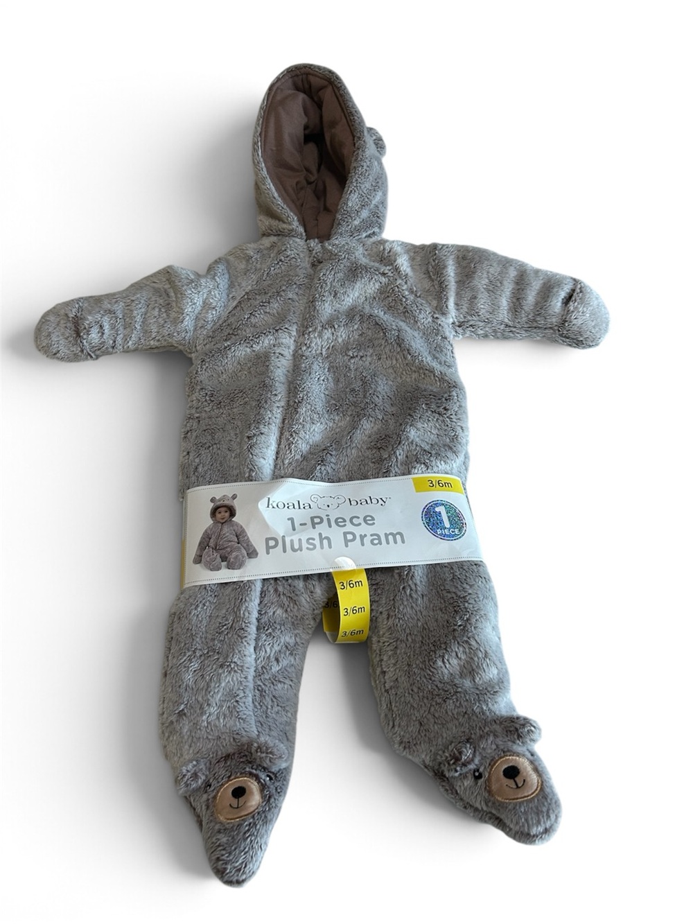 Koala Kids Gray Plush 1-Piece Hooded Sleep Sack